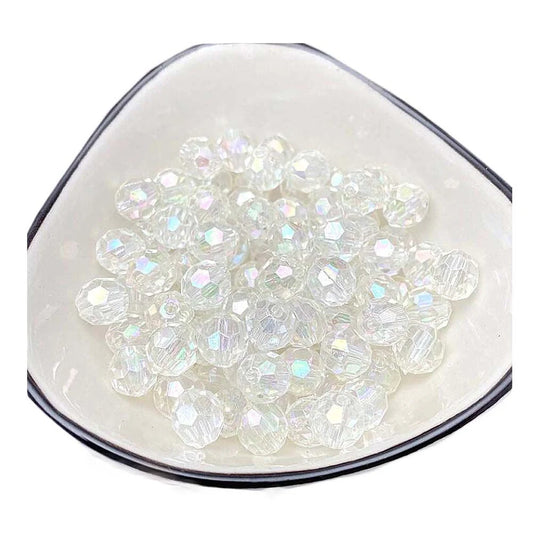 Doba 640Pcs 8mm Transparent Acrylic Faceted Round Ball Loose Beads Clear Plastic Craft Beads for Jewelry Making Default