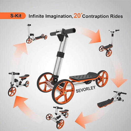 Doba KidRock Constructible Kit 20 in 1 Kids Balance Bike No Pedals Toys for 1 to 4 Year Old Engineering Building Kit Kids Sit/Stand Scooter Most Popular S-Kit (Not Electric) as Pic