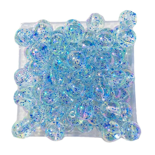 Doba 160Pcs 10mm Blue Transparent Acrylic Beads Round Ball Bling Bling Loose Beads Clear Craft Beads for Handbag Jewelry Making Default