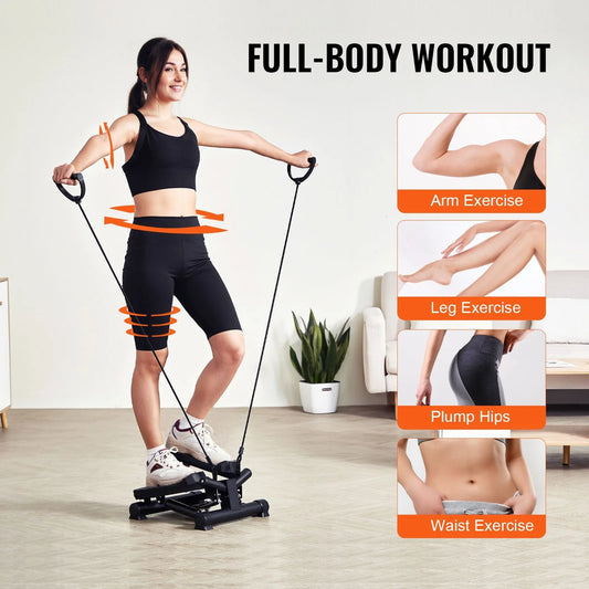 Doba Stair Stepper, Mini Stepper for Exercise at Home, Hydraulic Fitness Twist Stepper with Resistance Bands, Full Body Workout Cardio Equipment, Stair Climber with LCD Monitor, 330LBS Load Capacity