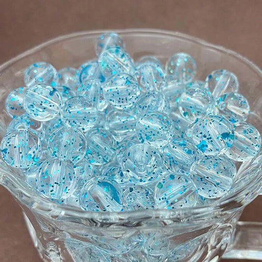 Doba 160Pcs 10mm Blue Transparent Acrylic Beads Round Ball Bling Bling Loose Beads Clear Craft Beads for Handbag Jewelry Making