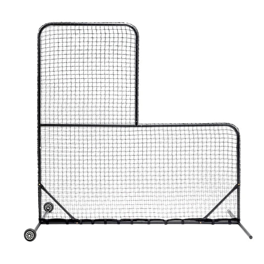 SEVORLEY Heavy-Duty L-Screen Baseball Pitching Net – 7ft x 7ft Portable Training Screen with Wheels, Quick Assembly, Carry Bag for Youth Leagues, Backyard & Professional Practice