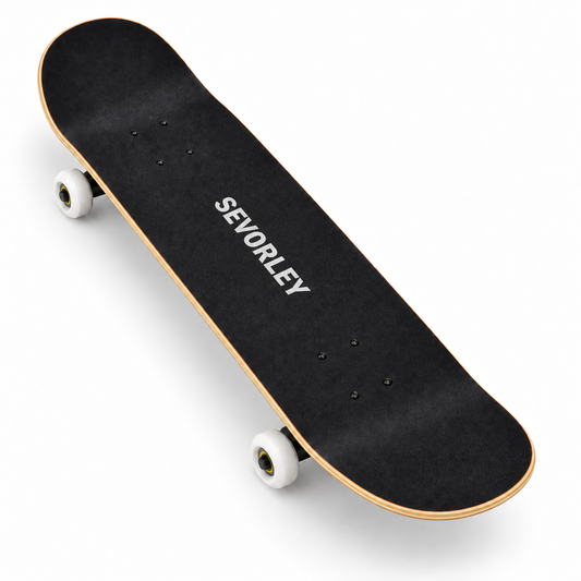 SEVORLEY SEVORLEY Double-Kick Skateboard with Maple Deck, Black Grip Tape, PU Wheels and Checkerboard Design
