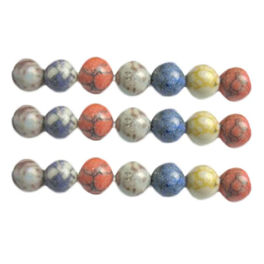 Doba 120Pcs 6MM Multicolor Random Patterned Synthetic Stone Round Loose Beads for DIY Jewelry Making Bracelet Necklace Default