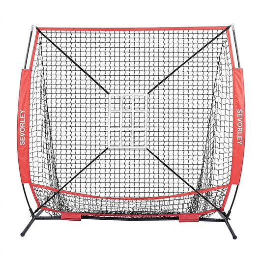 Doba 5x5 ft Baseball Softball Practice Net, Portable Baseball Training Net for Hitting Batting Catching Pitching, Backstop Baseball Equipment with Bow Frame, Carry Bag, Strike Zone, Ball, Batting Tee Default