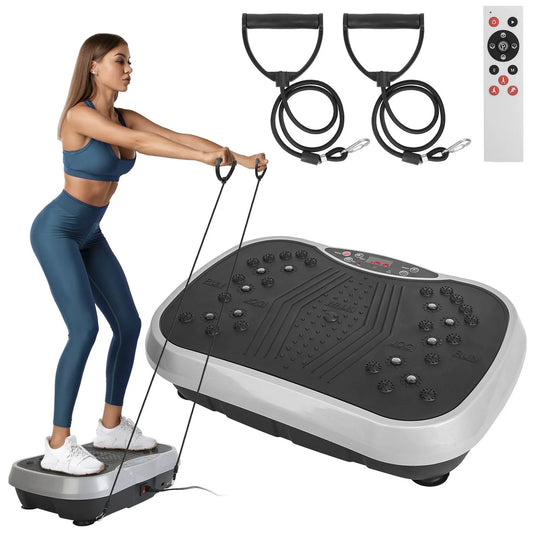 Doba Vibration Exercise Machine With Resistant Bands Remote Control Whole Body Vibration Platform Workout Equipment Home Fitness Training Equipment For Weight Loss Fat Burner