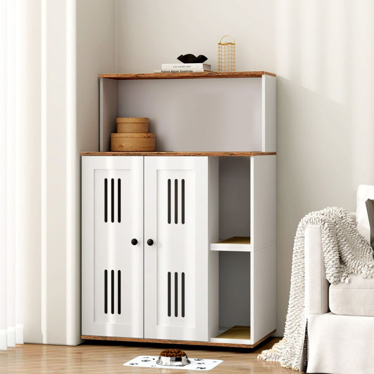 Doba Litter Box Enclosure for 2 Cats,Hidden cat furniture, double litter cabinet, can be used as side cabinet, wash bathroom as Pic