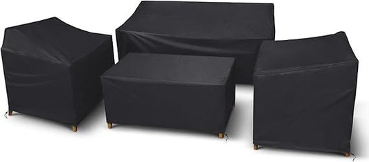 Doba STARTWO Outdoor Furniture Cover Waterproof, 4 Piece Patio Furniture Set Cover for Outside Couch, BLACK