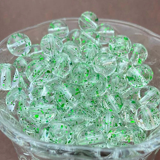 Doba 160Pcs 10mm Green Transparent Acrylic Beads Round Ball Bling Bling Loose Beads Clear Craft Beads for Handbag Jewelry Making