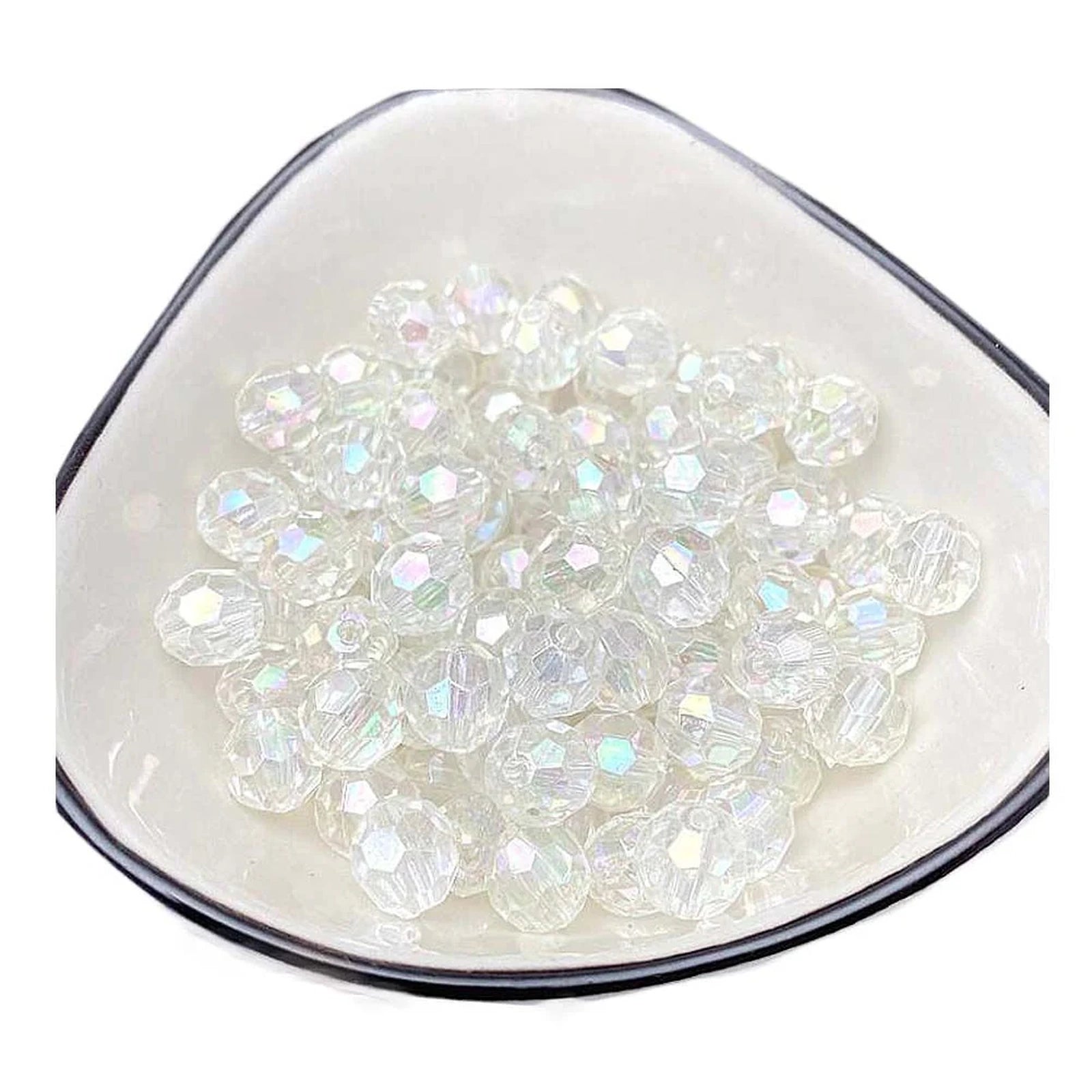 Doba 640Pcs 8mm Transparent Acrylic Faceted Round Ball Loose Beads Clear Plastic Craft Beads for Jewelry Making Default