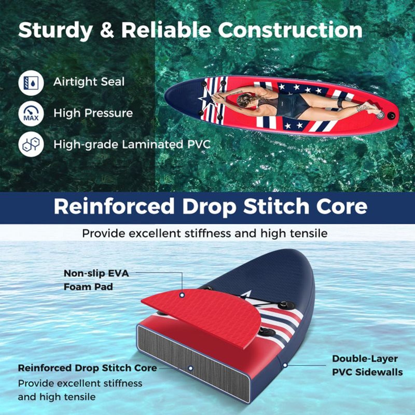 Doba Inflatable Paddle Board with Removable Fin and Backpack