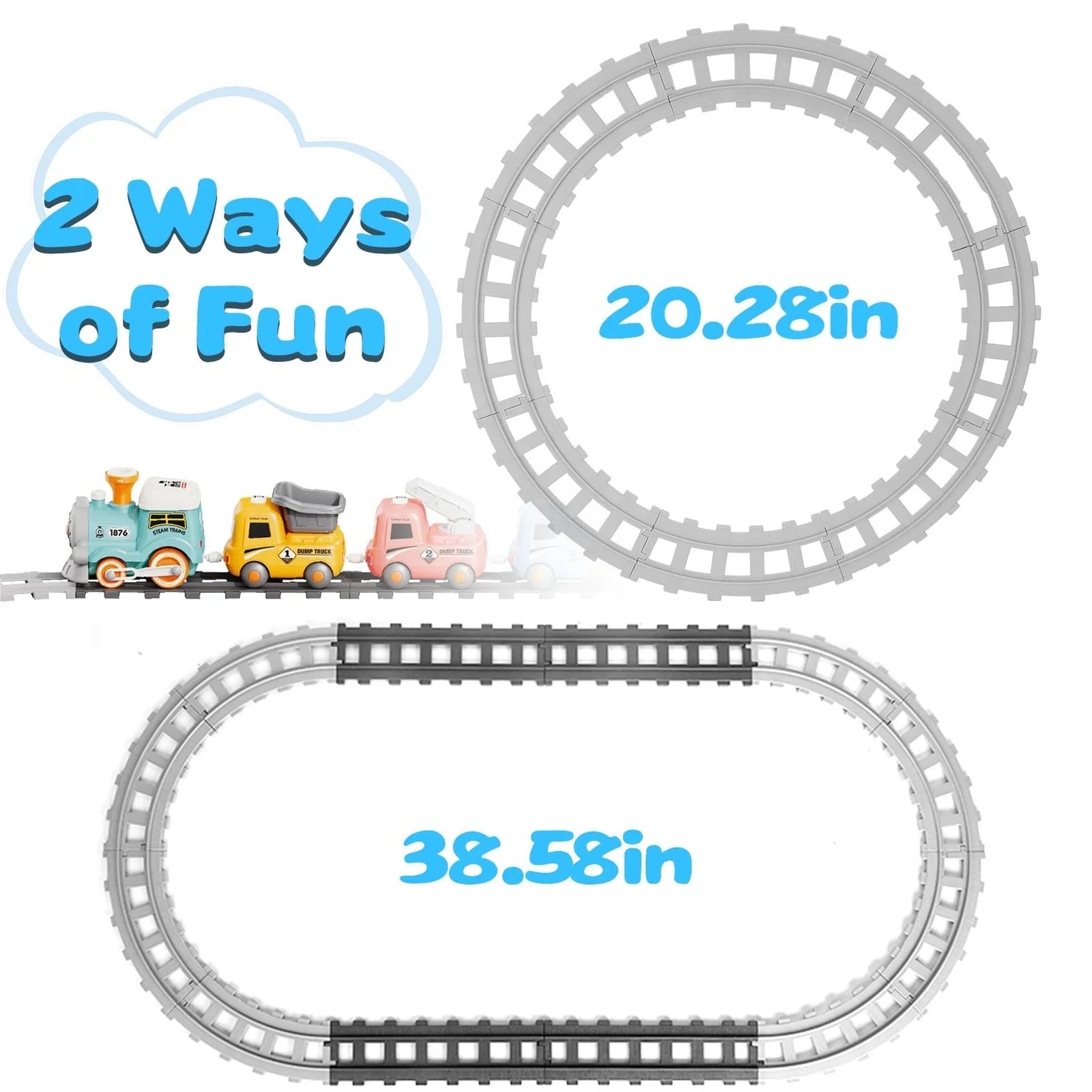 Doba Kids Electric Train Set with Remote - Immersive Play with Authentic Train Sounds, Smoke Effects & Colorful Lights, Magnetic Connection Locomotive + 3 Trucks, Easy Assembly Tracks & Accessories, Perfec