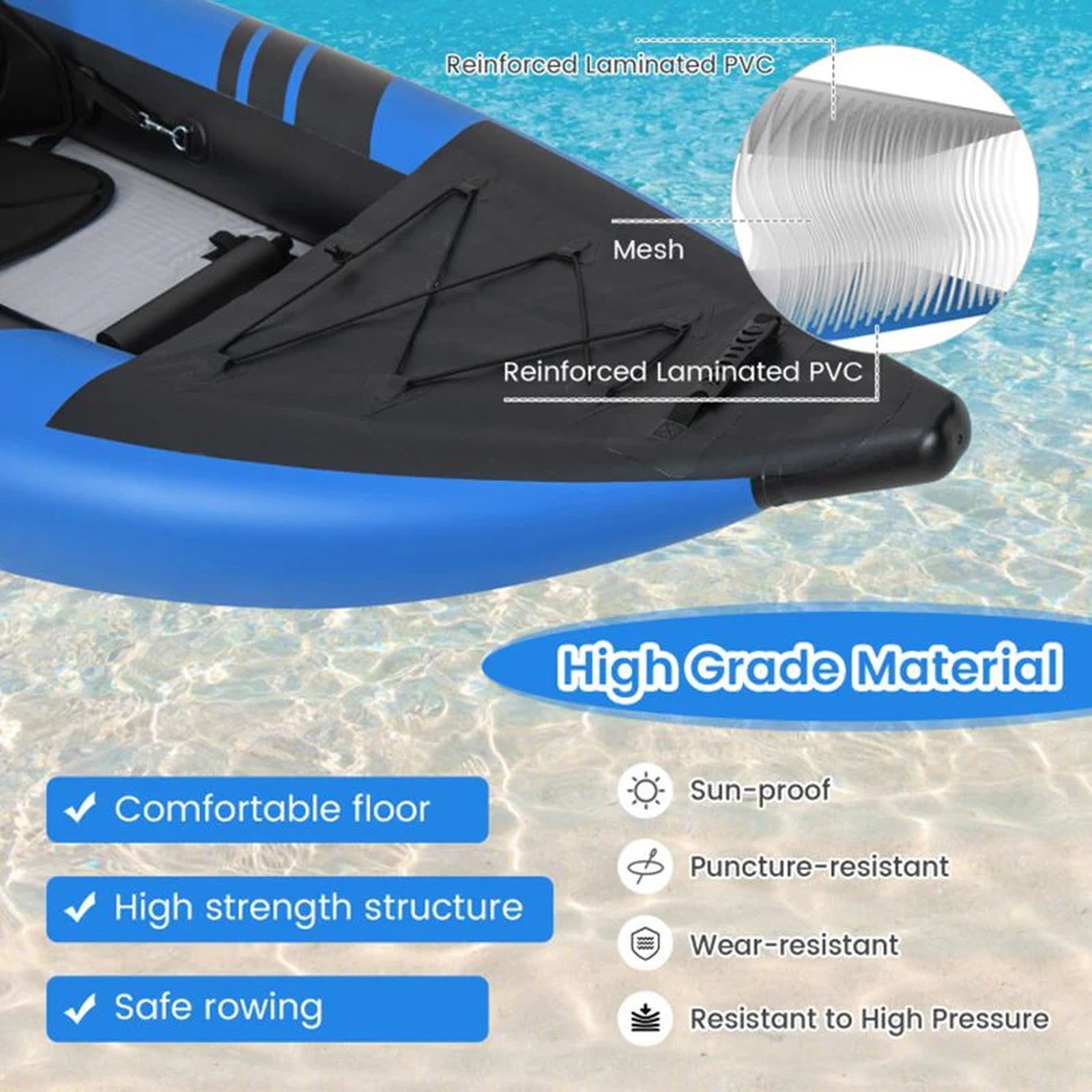 Doba Inflatable 2-person Kayak Set with Aluminium Oars and Repair Kit