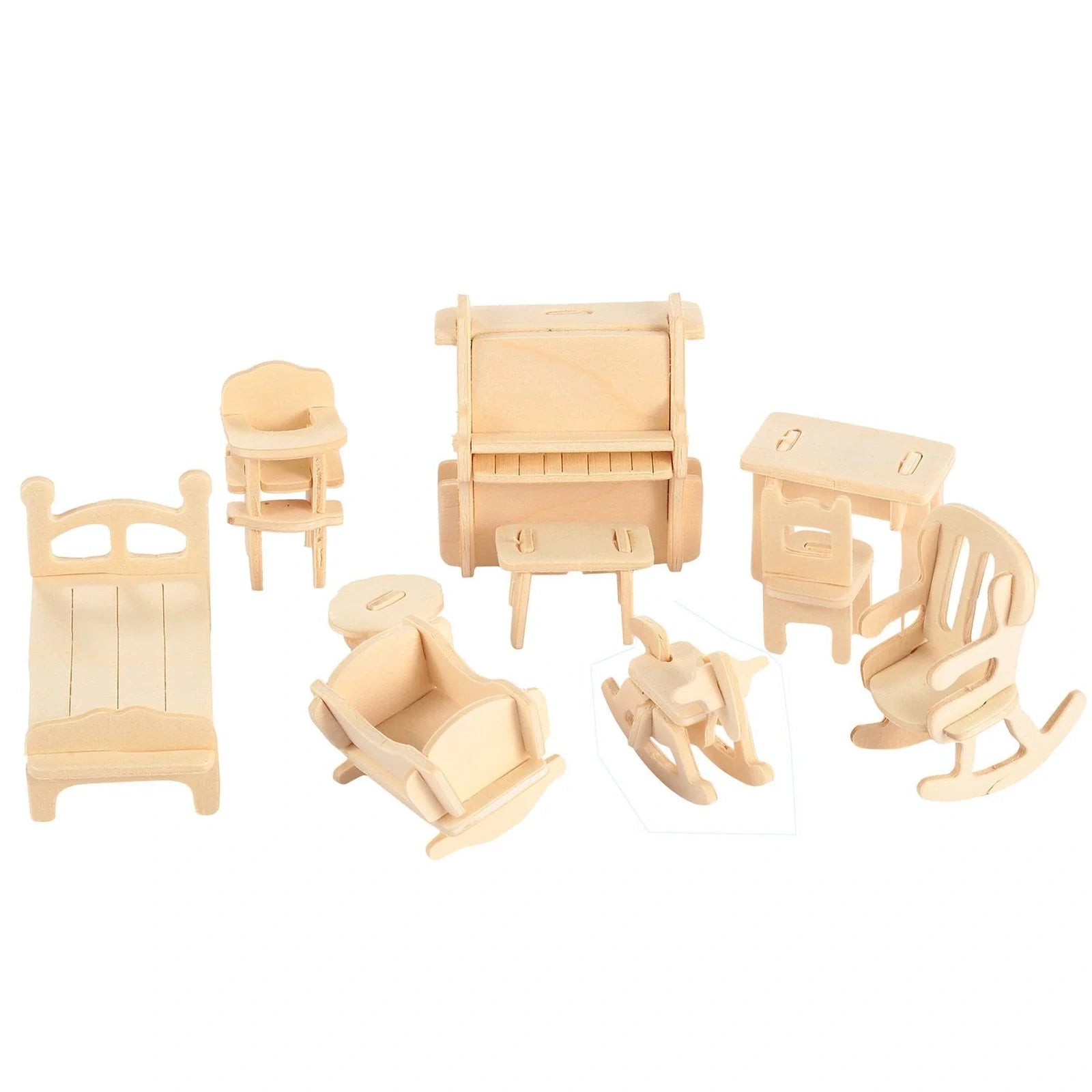 Doba 3D Wooden Dollhouse Furniture Puzzles DIY Miniature Furniture Models Set