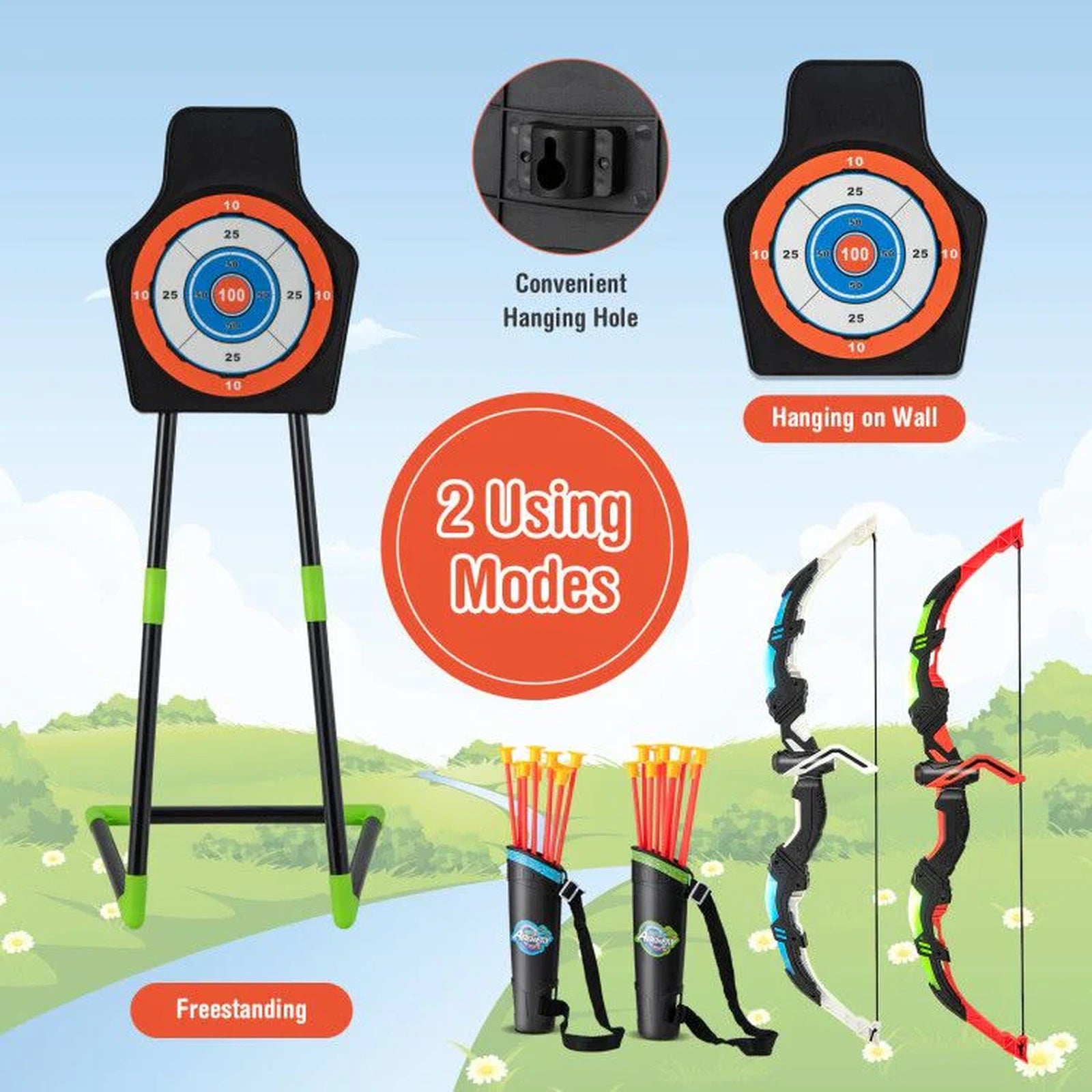 Doba Youth Archery Bow Set with LED Light Up Bow and 20 Suction Cup Arrows for Kids