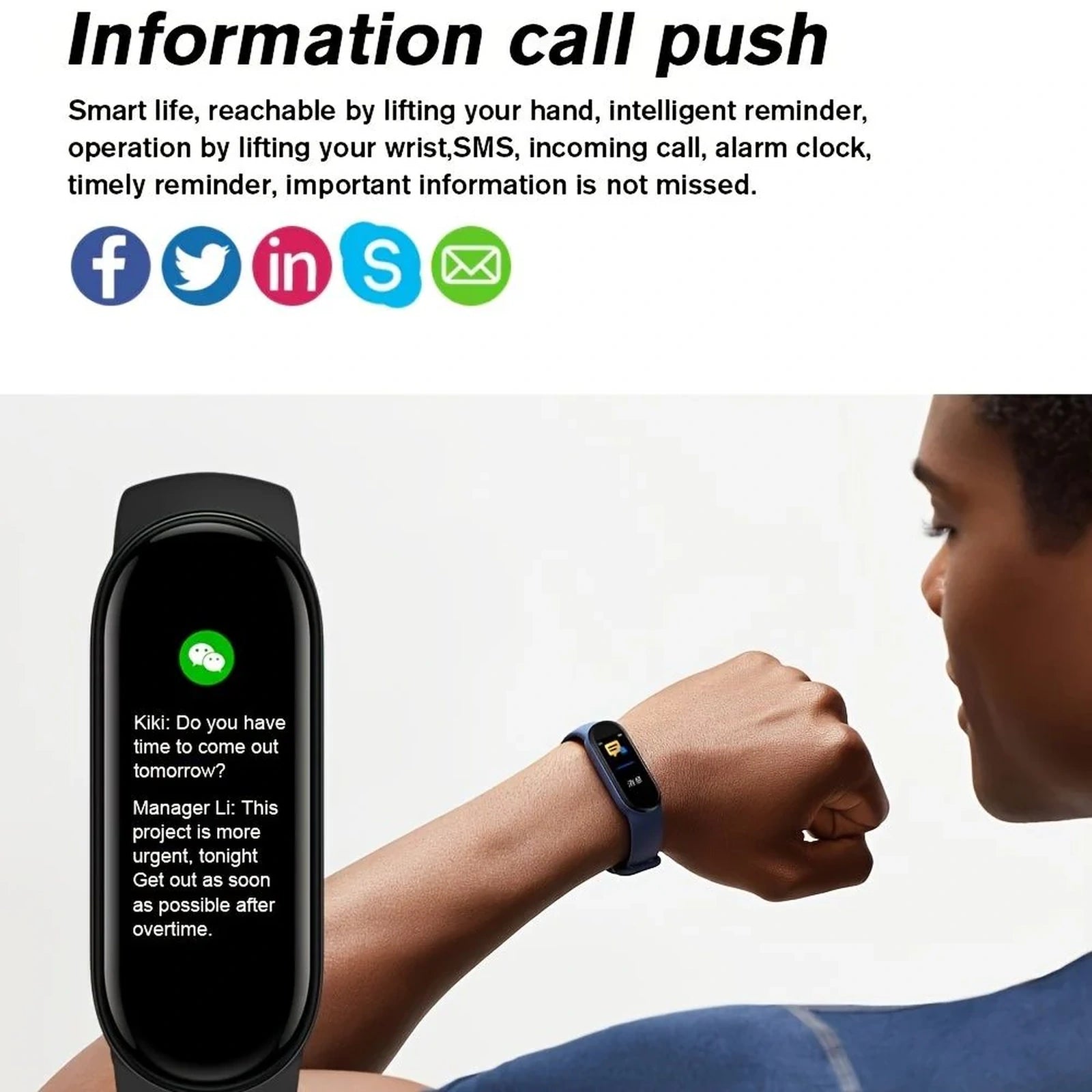 Doba Unisex M6 Fitness Tracker; Smart Watch With Heart Rate Sleep Blood Oxygen Monitor; IP68 Waterproof Watch; Step Calorie Counter Pedometer For Android IOS