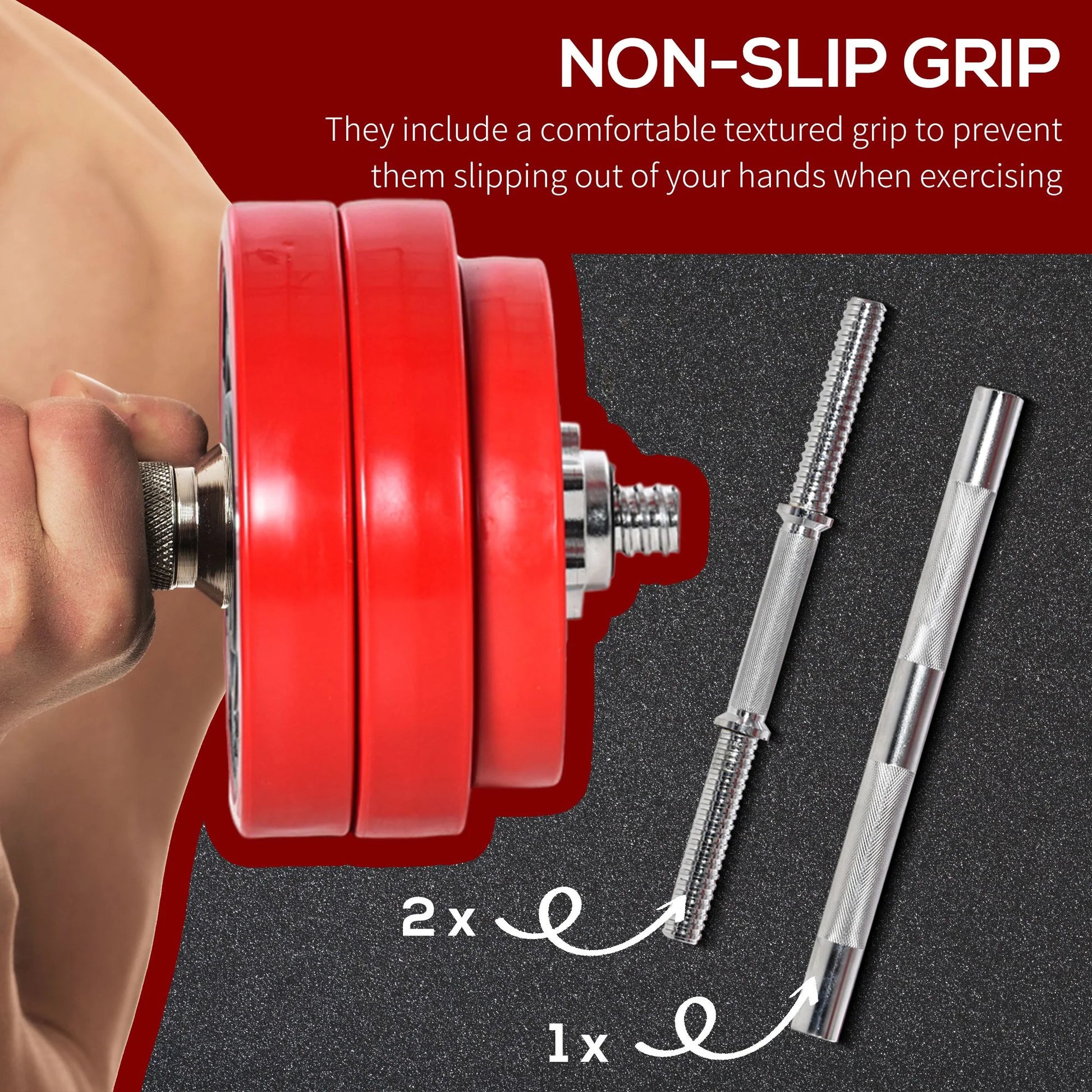 Doba 66lbs Dumbbell & Barbell Adjustable Set Two-In-One Strength Muscle Exercise Fitness Plate Bar Clamp Rod for Home Gym