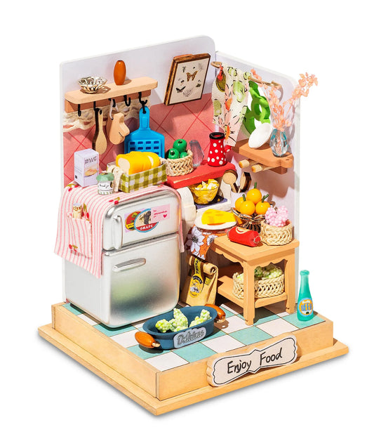 Doba Robotime DIY Taste Life Kitchen Doll House with Furniture Children Adult Miniature Dollhouse Bubble Bath Wooden Kits Toy Gift DS China DS015 Taste Life