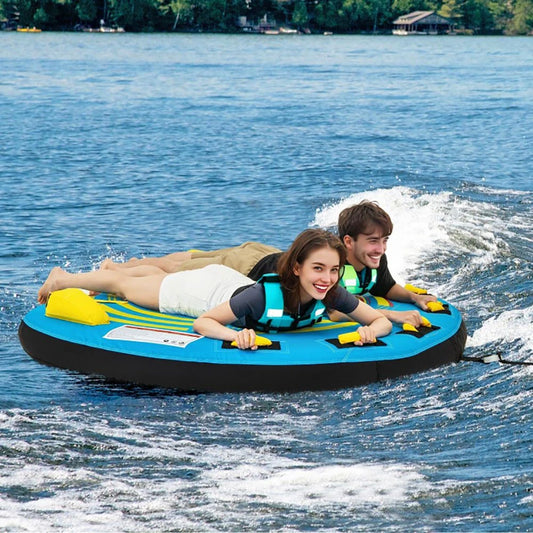 Doba 3-Person Inflatable Boat Tube Towable Platform with Double Valves
