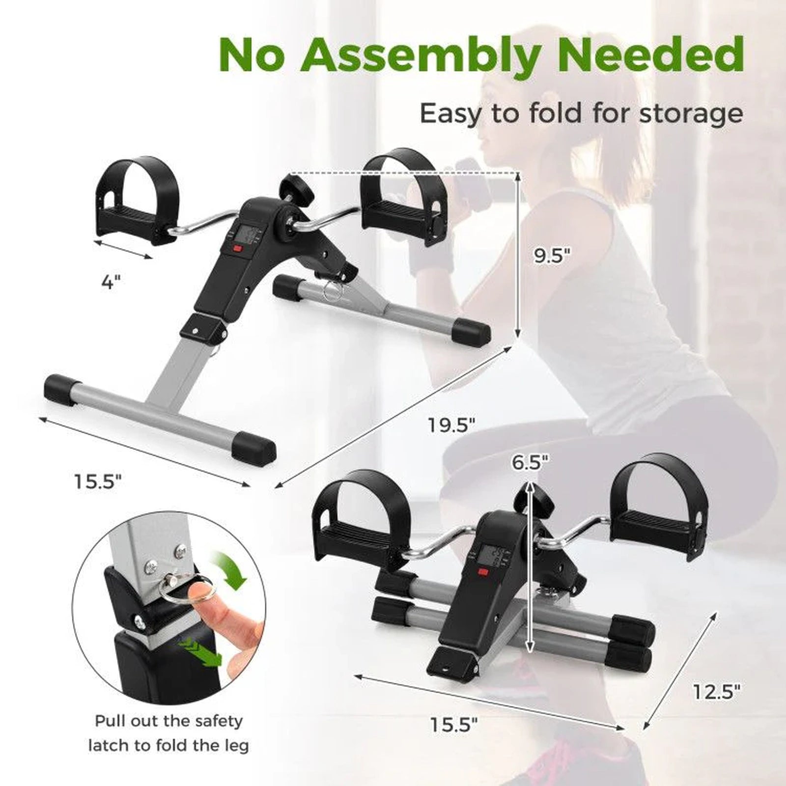 Doba Under Desk Exercise Bike Pedal Exerciser with LCD Display for Legs and Arms Workout