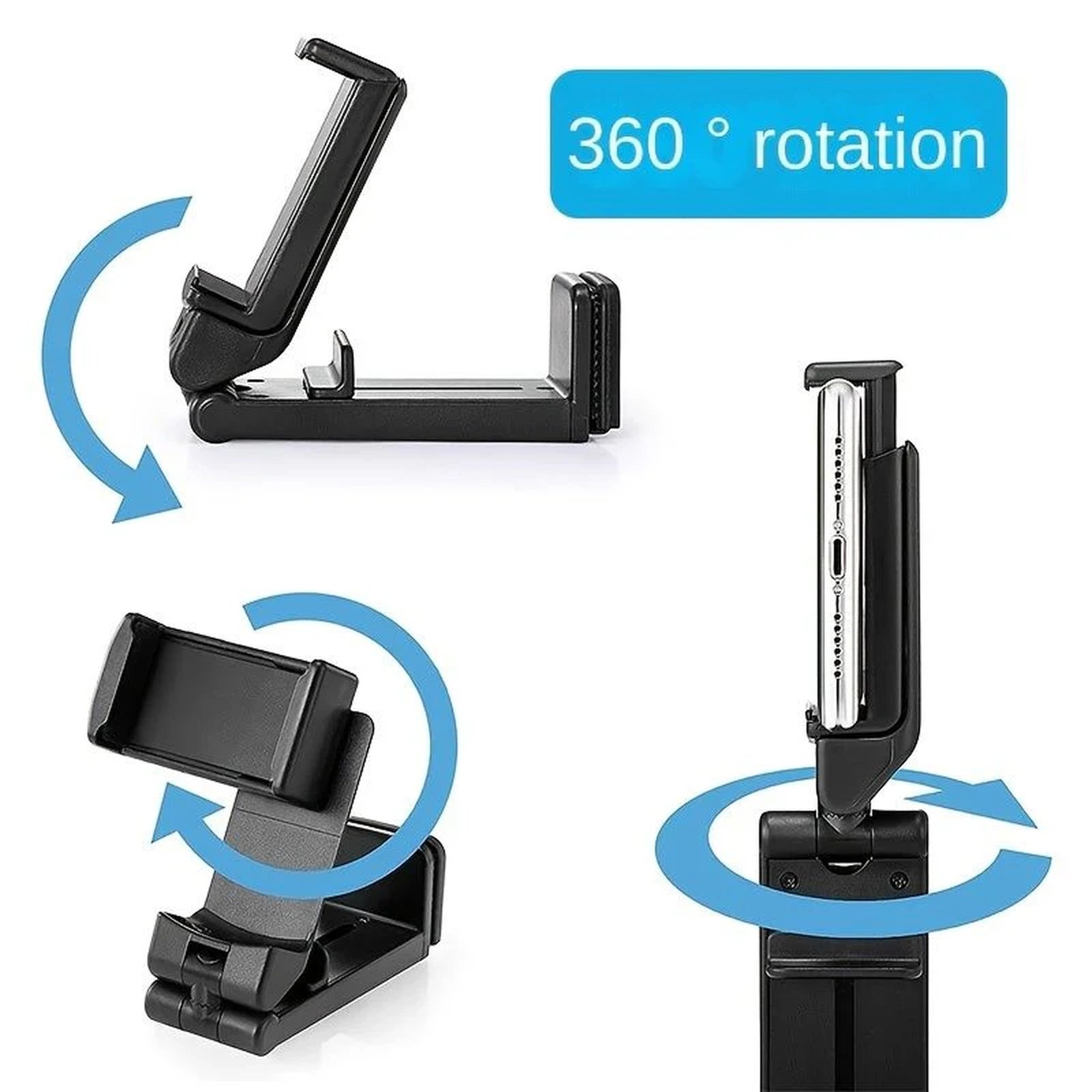 Doba Universal in Flight Airplane Phone Holder Mount. Handsfree Phone Holder for Desk Tray with Multi-Directional Dual 360 Degree Rotation. Pocket Size Must Have Travel Essential Accessory for Flying