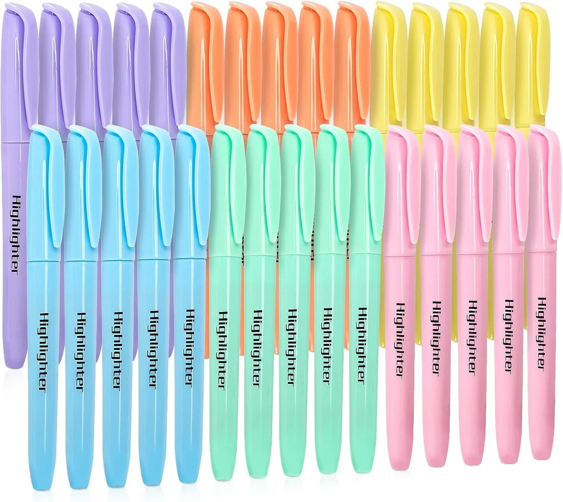 Doba 30 Pack Highlighter in 6 Pastel Colors, No Bleed Highlighters, Bright Highlighters with Soft Chisel Tips, Ideal for Office and School Supplies Multicolor