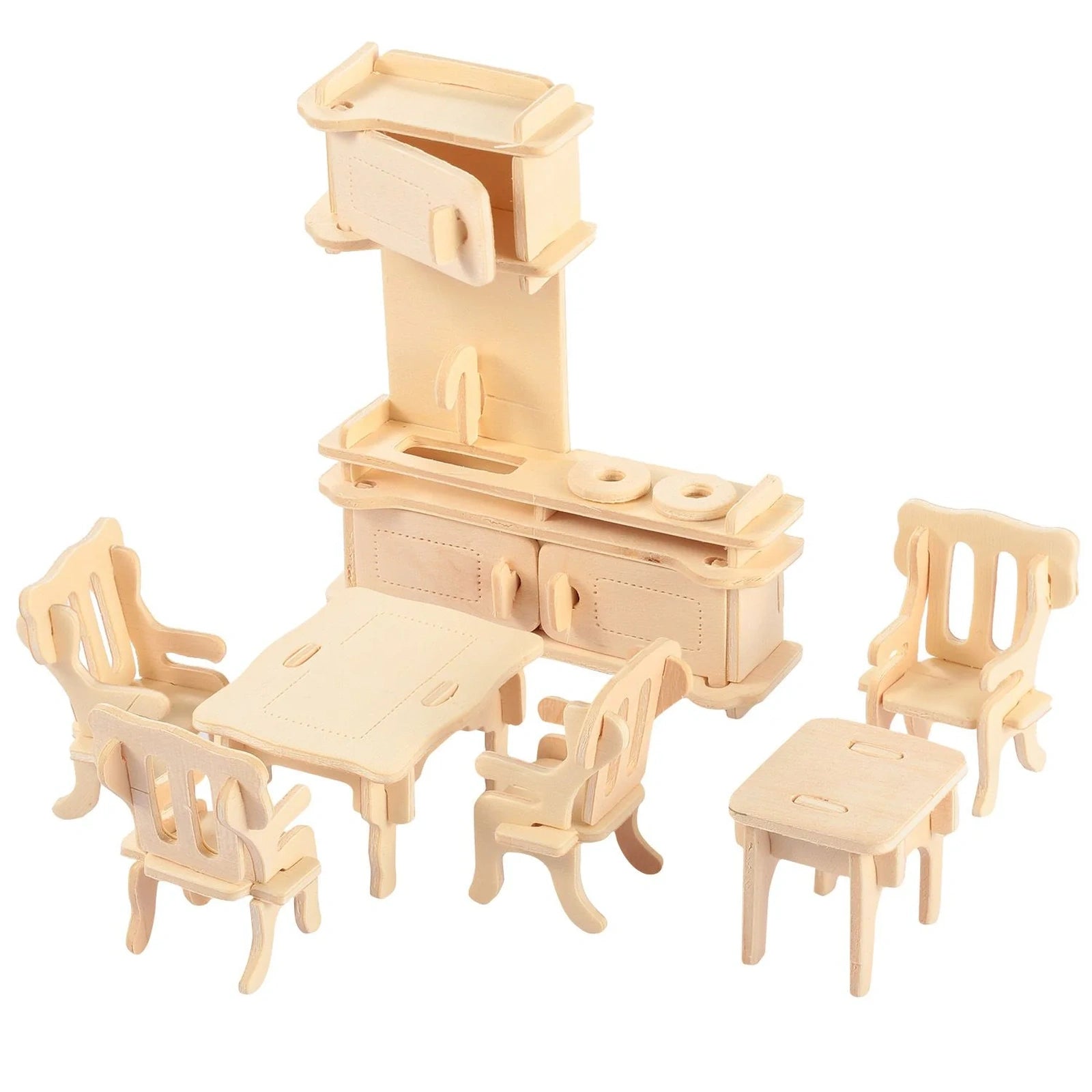 Doba 3D Wooden Dollhouse Furniture Puzzles DIY Miniature Furniture Models Set