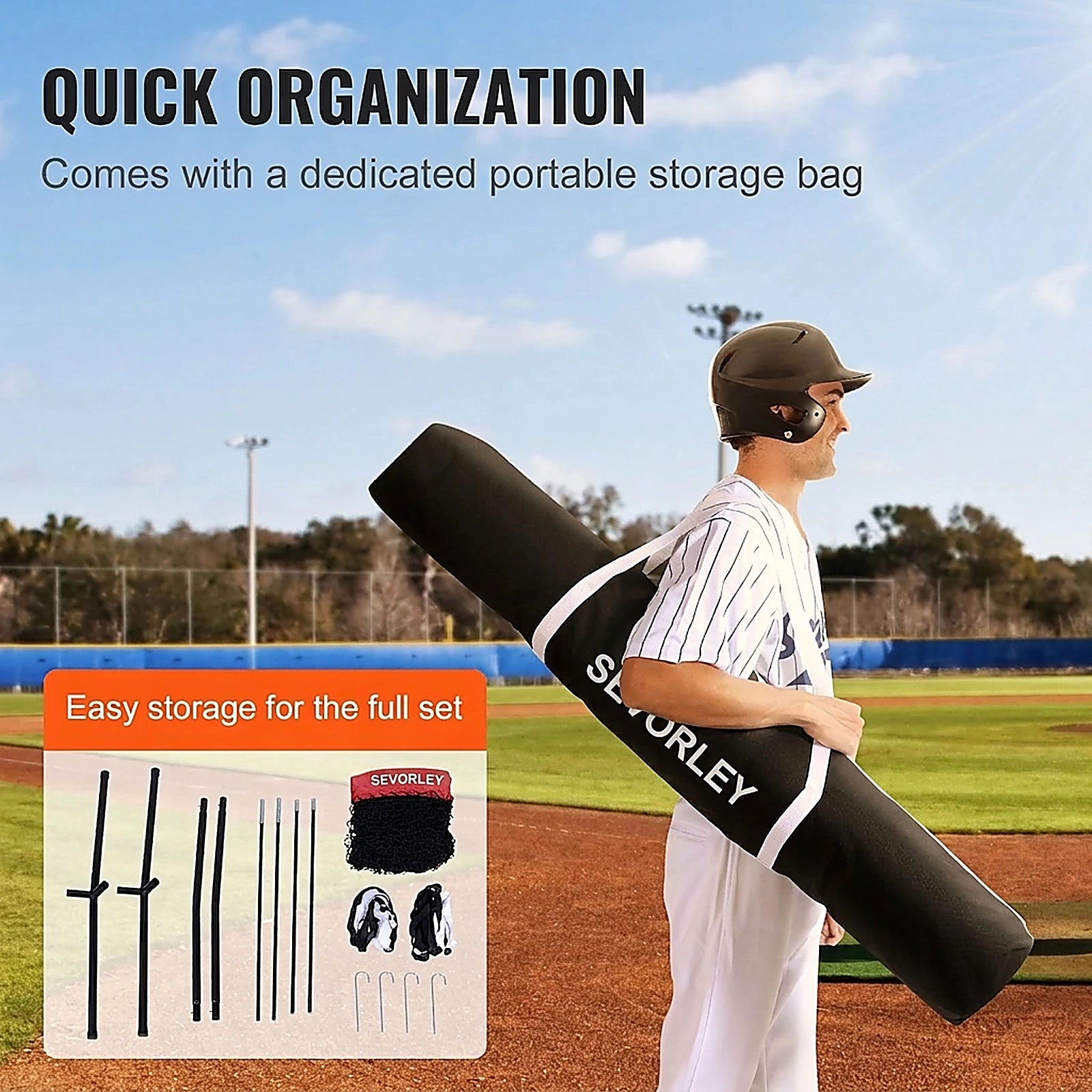 Doba 5x5 ft Baseball Softball Practice Net, Portable Baseball Training Net for Hitting Batting Catching Pitching, Backstop Baseball Equipment with Bow Frame, Carry Bag, Strike Zone, Ball, Batting Tee