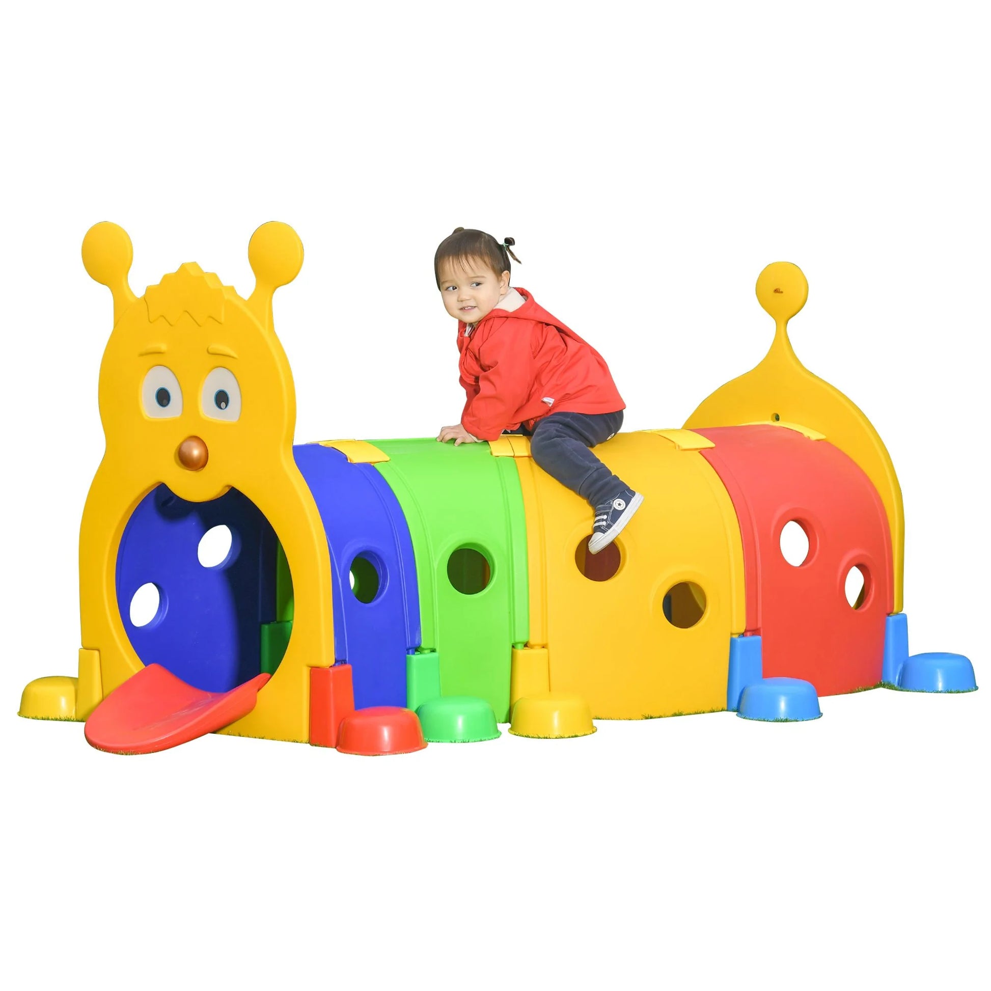 Doba Caterpillar Tunnel, Kids Outdoor Play, Multicolor 59 Inches Long, Non-toxic PP, Toddler Toy for 3-6 Years Old