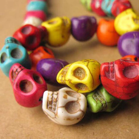 Doba 40Pcs Assorted Color Stone Skull Head Skeleton Loose Beads for DIY Jewelry Making