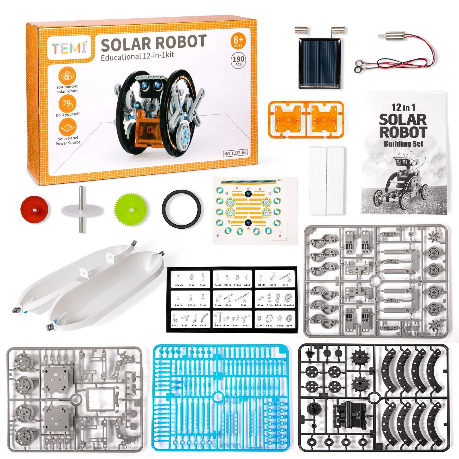 Doba STEM Solar Robot Kit For Kids, 12-in-1 Educational STEM Science Experiment Toys, Solar Powered Building Kit DIY For 8 9 10 11 12 13 Years Old Boys & Girls Kids Toy