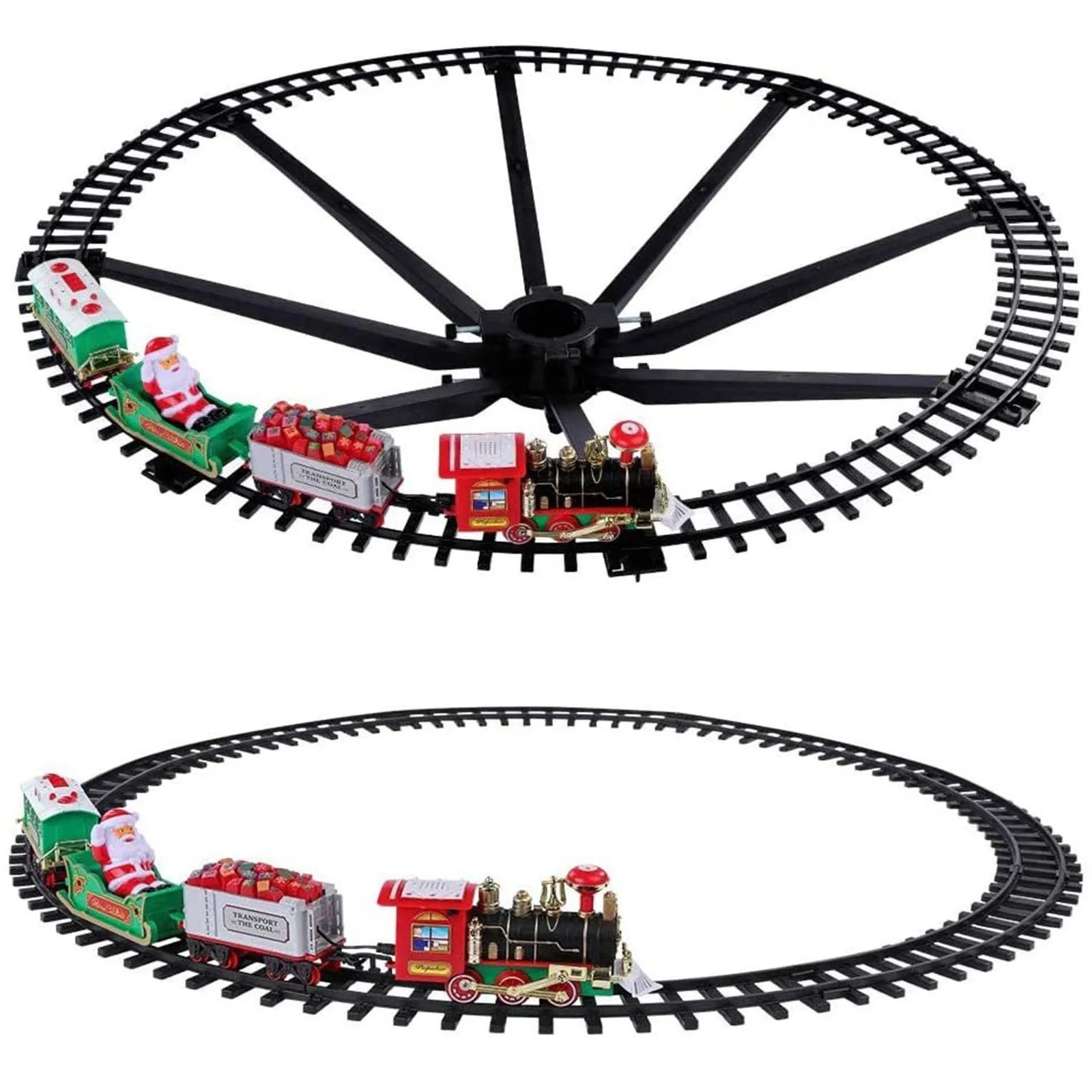 Doba Electric Train Set Kid Toy Xmas Steam Train Kit Tree Surround Track Battery Operated