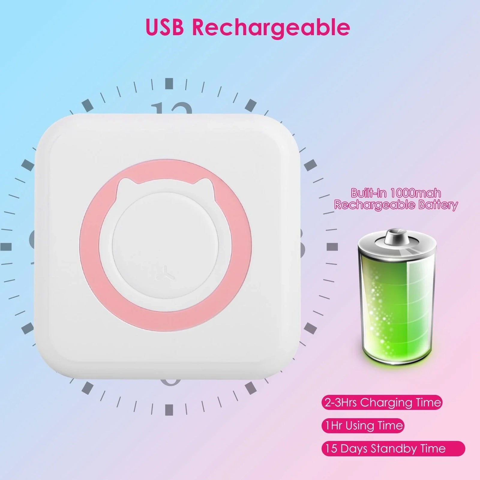 Doba Pocket Wireless Thermal Printer Portable Mini Sticker Maker Machine Rechargeable Inkless Photo Printer for Printing Label Journal Study Notes Memo Photos