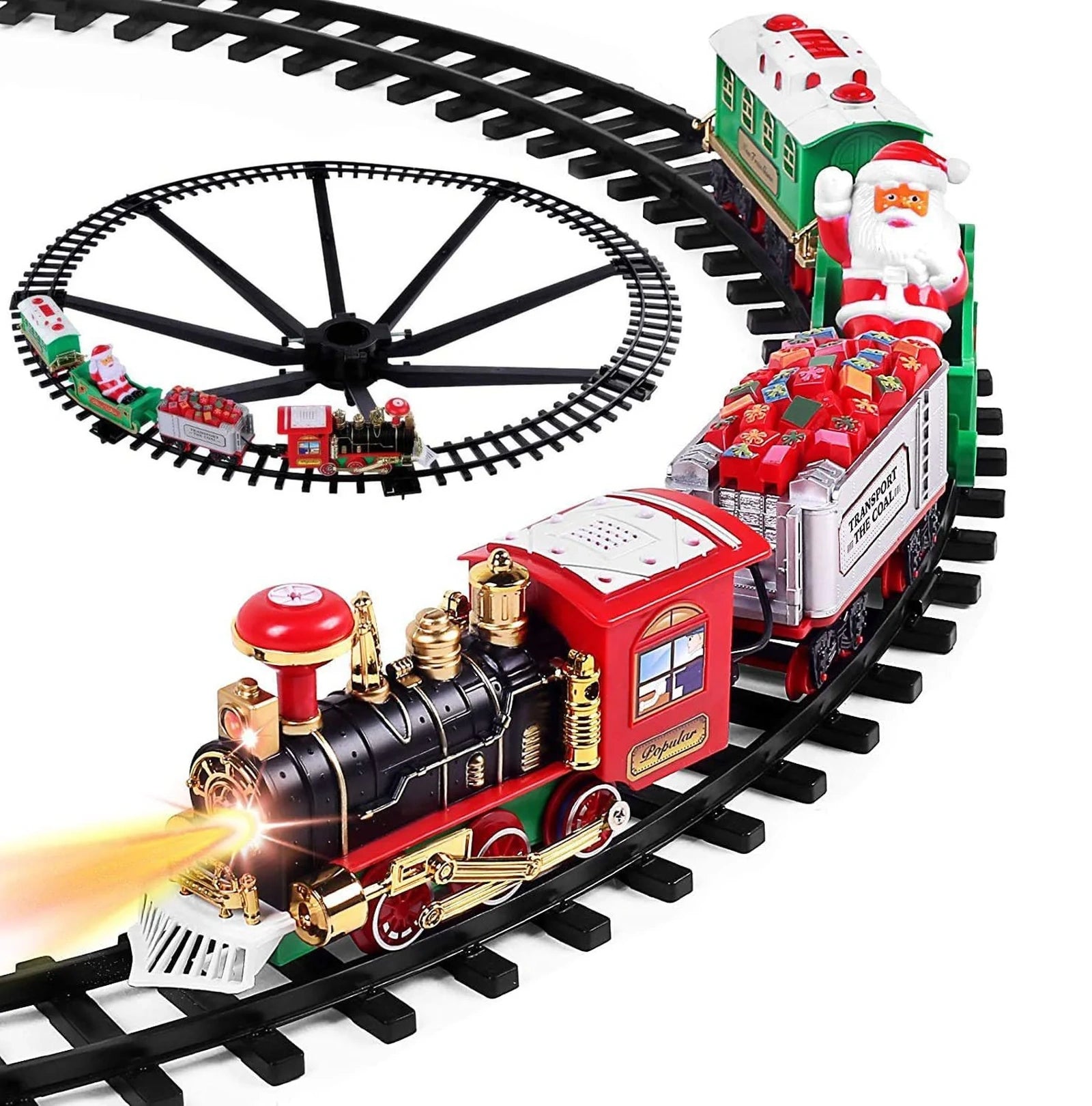 Doba Electric Train Set Kid Toy Xmas Steam Train Kit Tree Surround Track Battery Operated