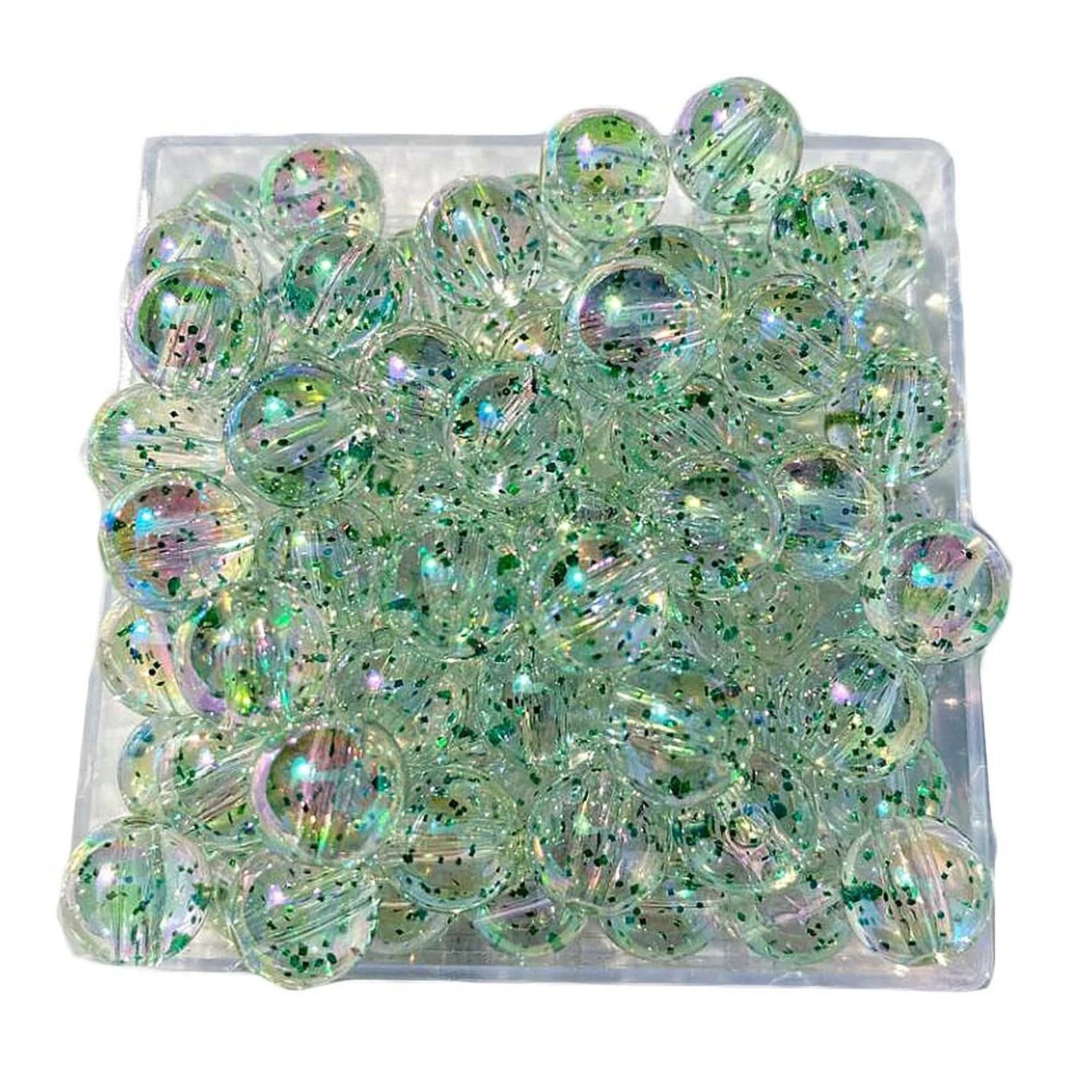 Doba 160Pcs 10mm Green Transparent Acrylic Beads Round Ball Bling Bling Loose Beads Clear Craft Beads for Handbag Jewelry Making Default