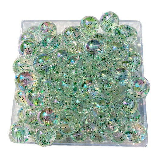 Doba 160Pcs 10mm Green Transparent Acrylic Beads Round Ball Bling Bling Loose Beads Clear Craft Beads for Handbag Jewelry Making Default