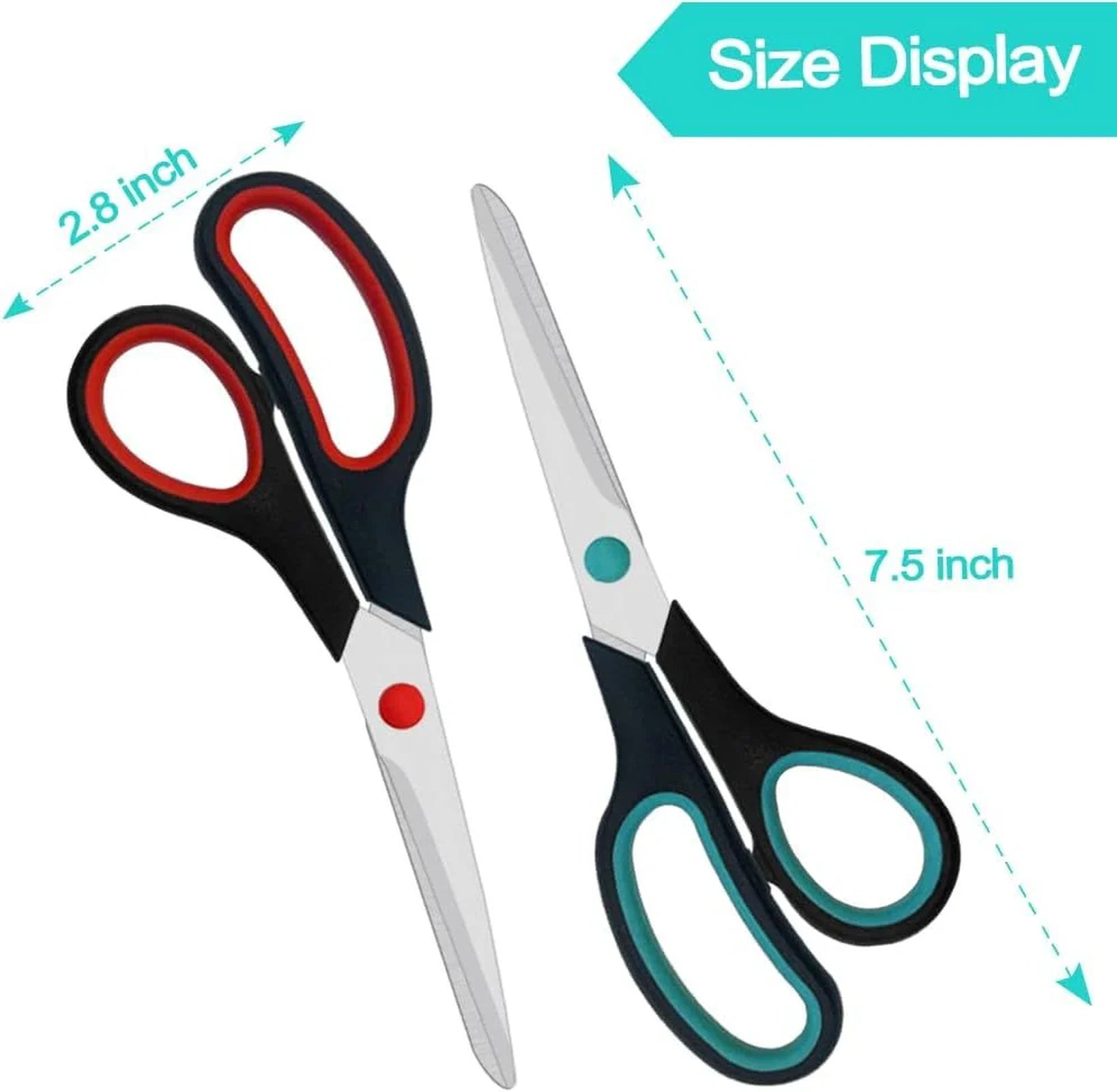 Doba Scissors, 2 Pack 7.5 inch Scissors for Office and Home, Scissor All Purpose for School Fabric Craft Supplies Use 4.16 Ounces