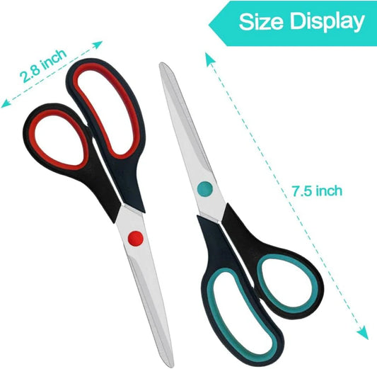 Doba Scissors, 2 Pack 7.5 inch Scissors for Office and Home, Scissor All Purpose for School Fabric Craft Supplies Use 4.16 Ounces
