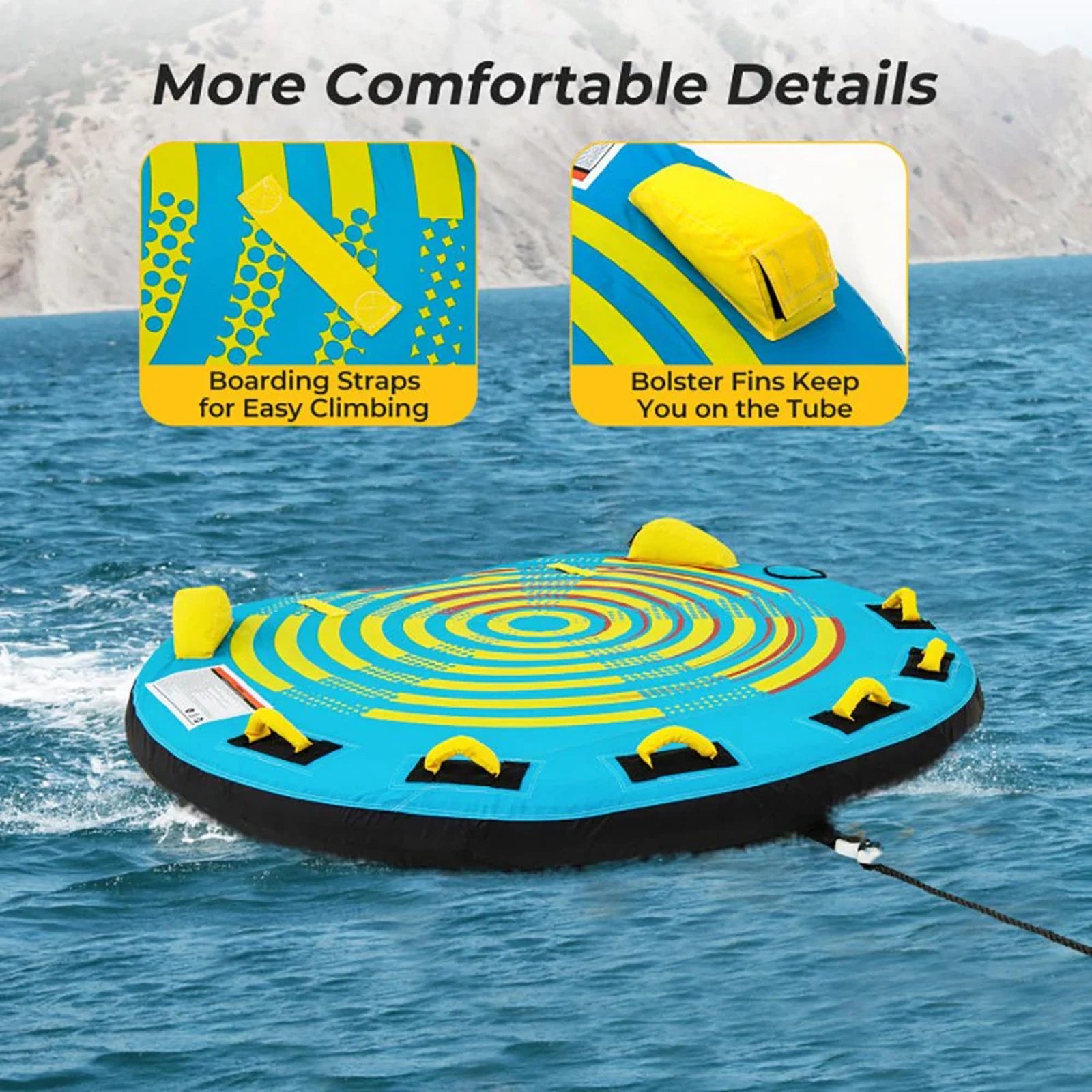 Doba 3-Person Inflatable Boat Tube Towable Platform with Double Valves
