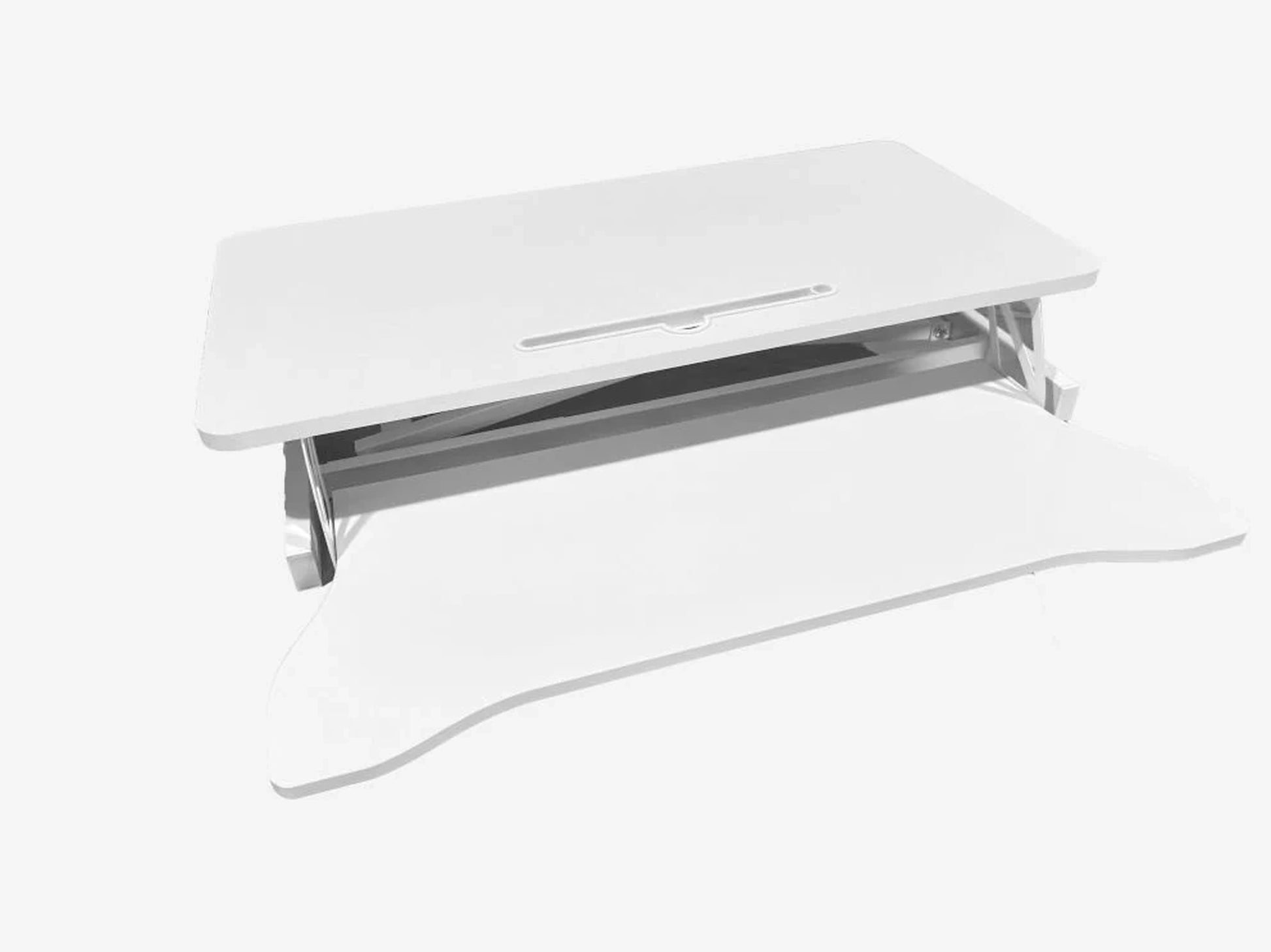 Doba 32 Inch Desk Converter, Height Adjustable Sit to Stand Riser, Dual Monitor and Laptop Workstation with Wide Keyboard Tray, White