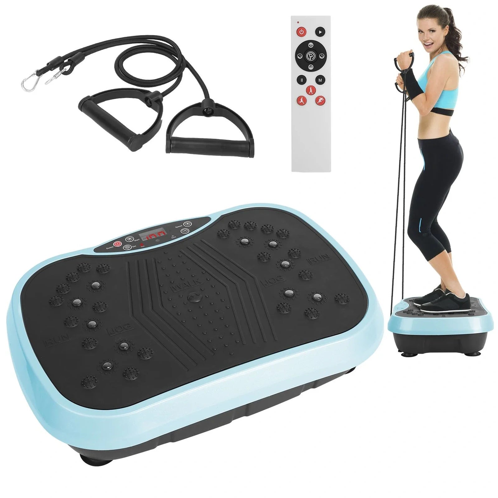 Doba Vibration Exercise Machine With Resistant Bands Remote Control Whole Body Vibration Platform Workout Equipment Home Fitness Training Equipment For Weight Loss Fat Burner