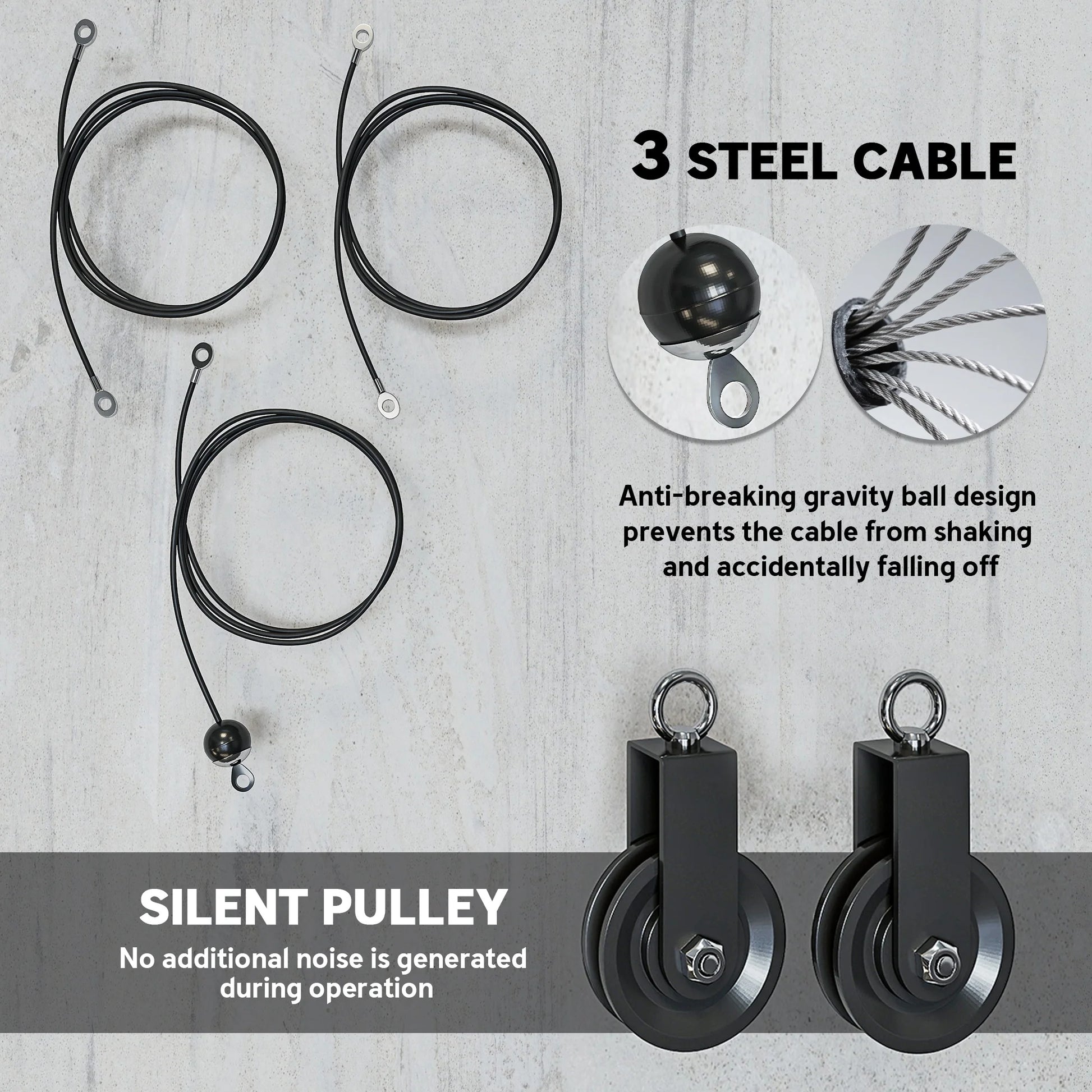 SEVORLEY All-in-One Home Gym Cable Pulley System – 220 lbs Capacity, Dual Silent Pulleys, Includes Lat Pulldown Bar & Handles, Compatible with 1" & 2" Weight Plates, Portable Full-Body Workout Kit
