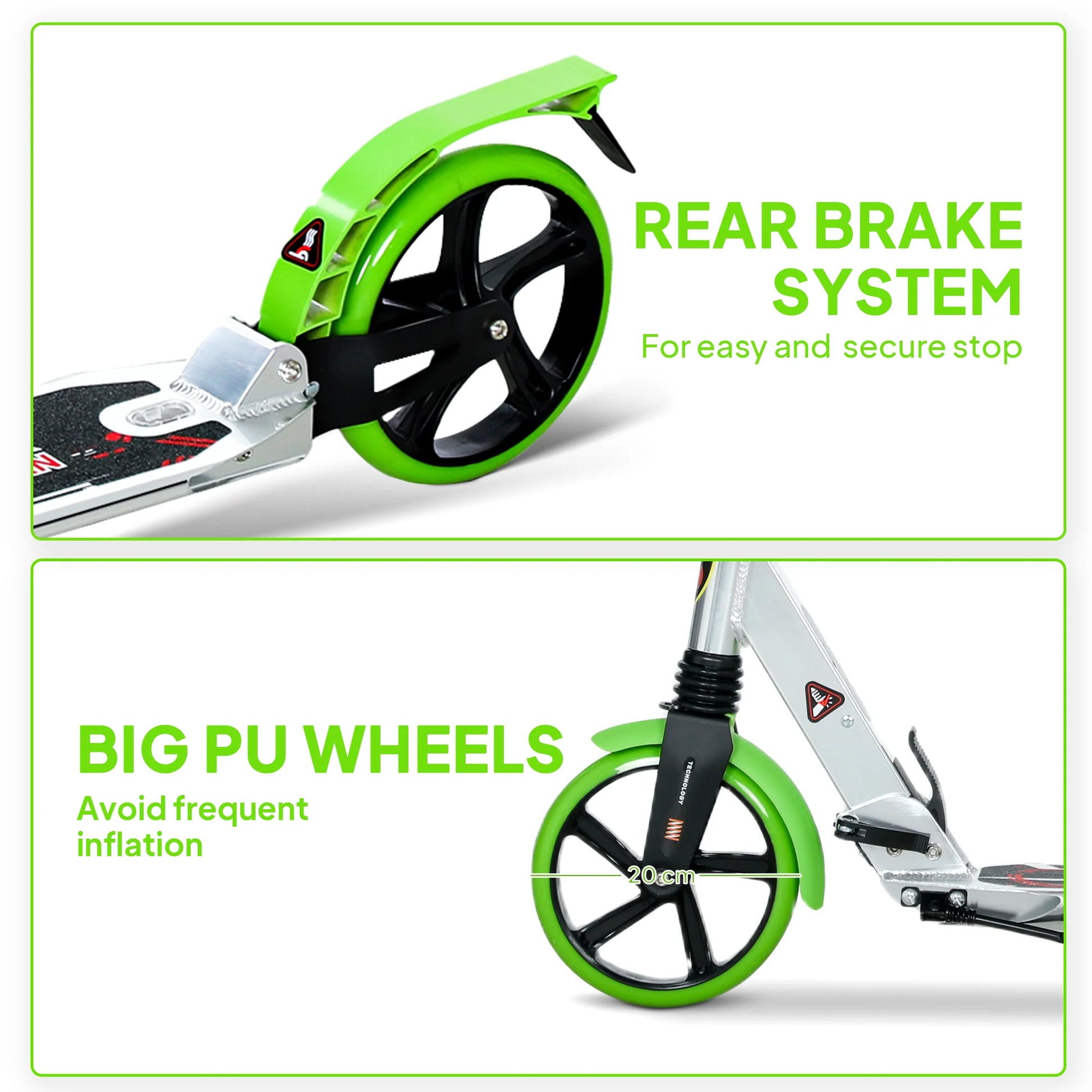 SEVORLEY Foldable Adult Kick Scooter – One-Step Folding Design, Lightweight Aluminum Frame, Responsive Rear Brake, Adjustable Handlebar Height, 100 kg Weight Capacity for Teens & Adults