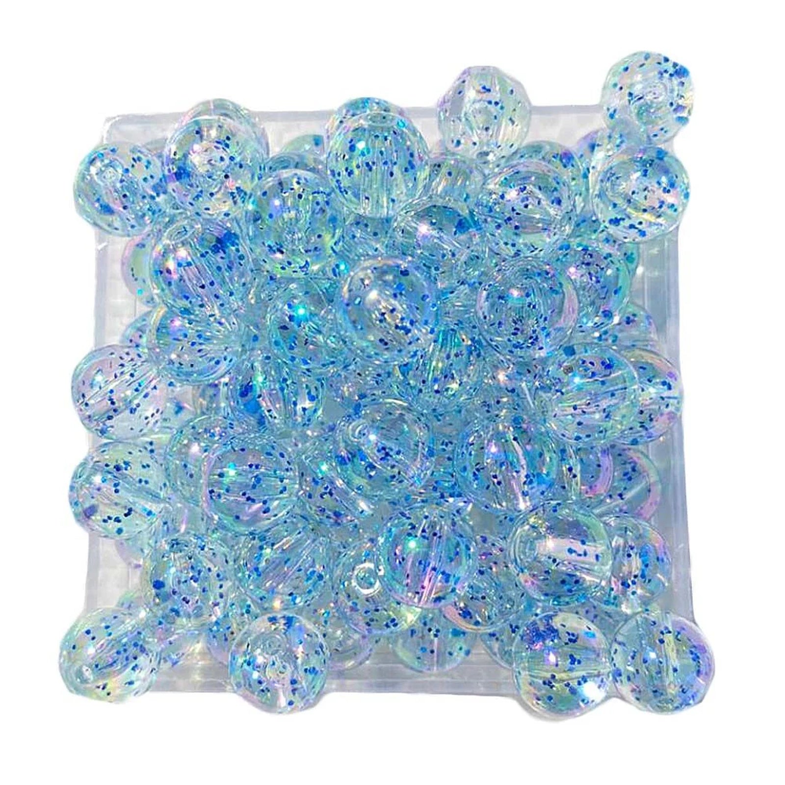 Doba 160Pcs 10mm Blue Transparent Acrylic Beads Round Ball Bling Bling Loose Beads Clear Craft Beads for Handbag Jewelry Making Default