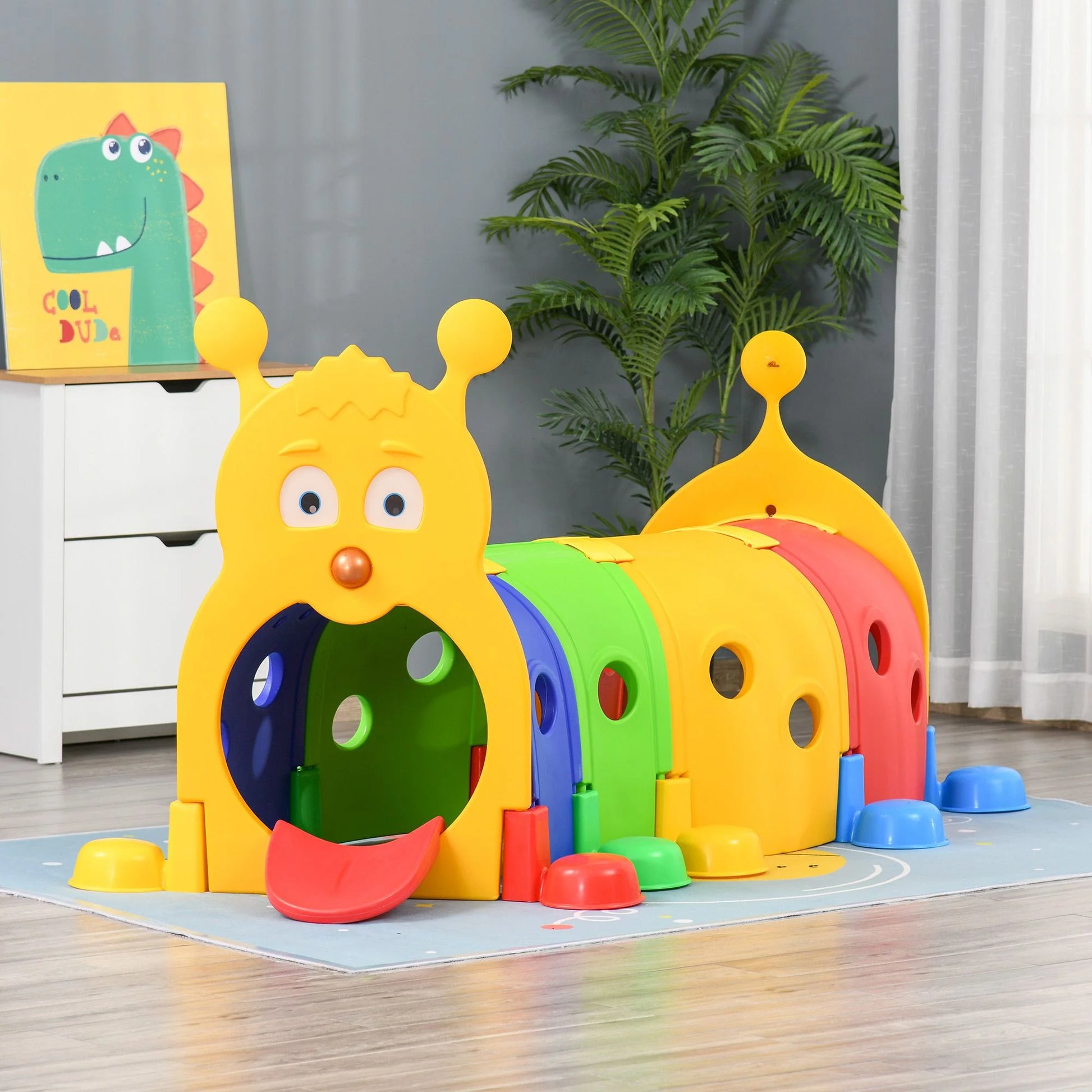Doba Caterpillar Tunnel, Kids Outdoor Play, Multicolor 59 Inches Long, Non-toxic PP, Toddler Toy for 3-6 Years Old