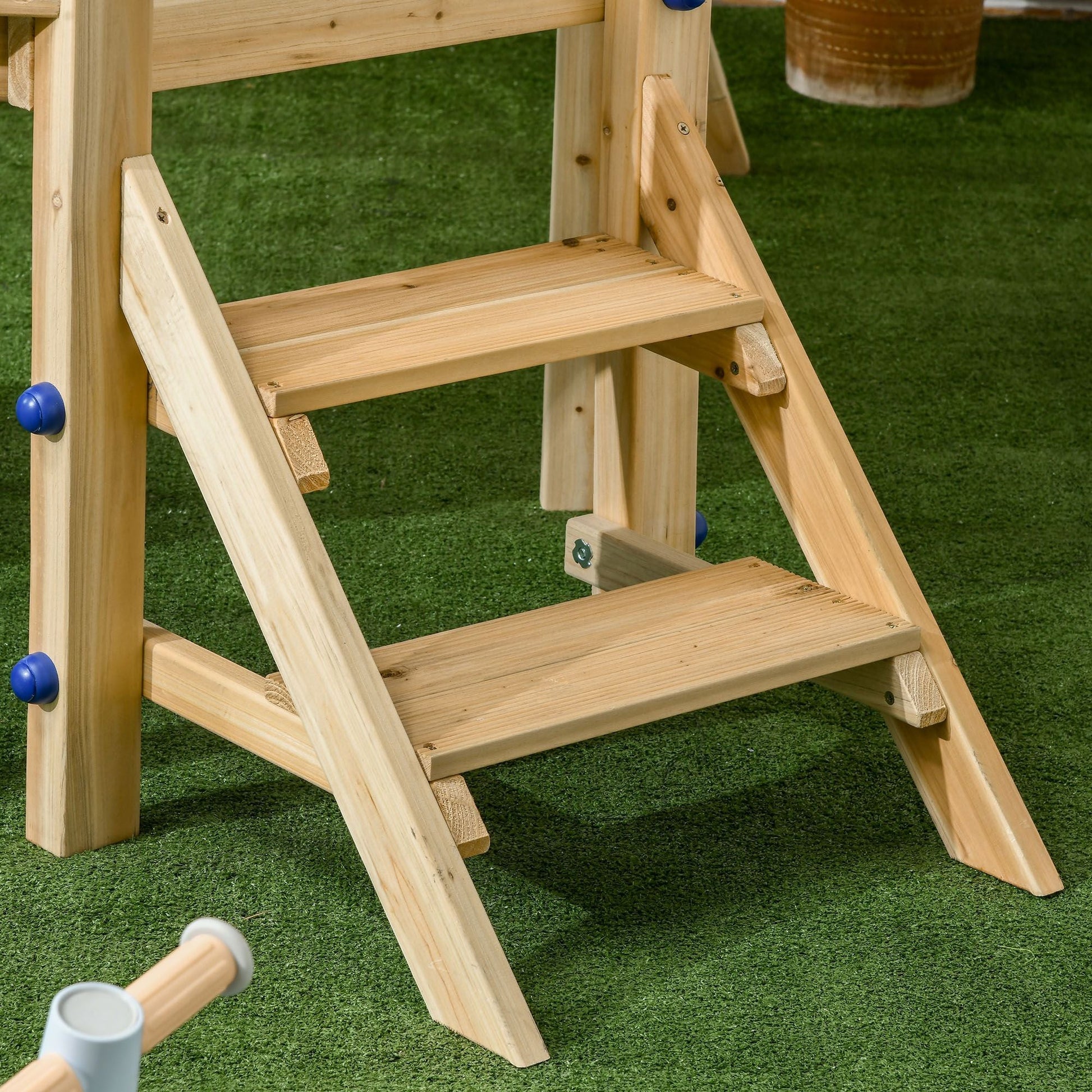 Doba 3-in-1 Wooden Swing Set with Slide, Swing Seat, Fort, Wheel, Telescope & Mailbox, for 1.5-4 Years Old, Children's Outdoor Toys