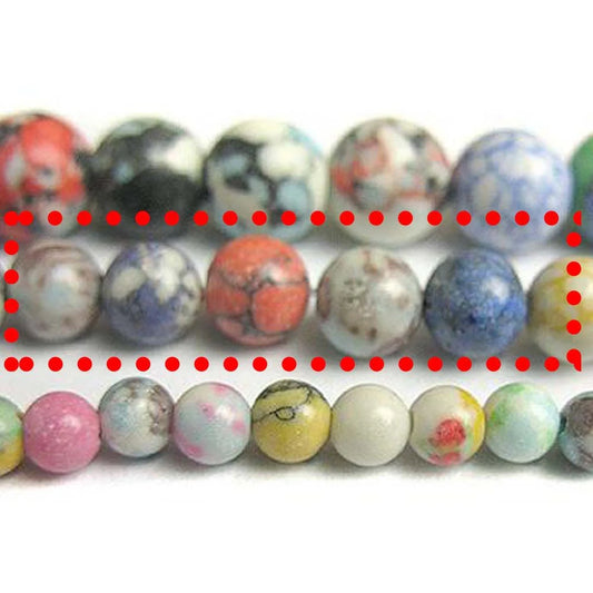 Doba 120Pcs 6MM Multicolor Random Patterned Synthetic Stone Round Loose Beads for DIY Jewelry Making Bracelet Necklace