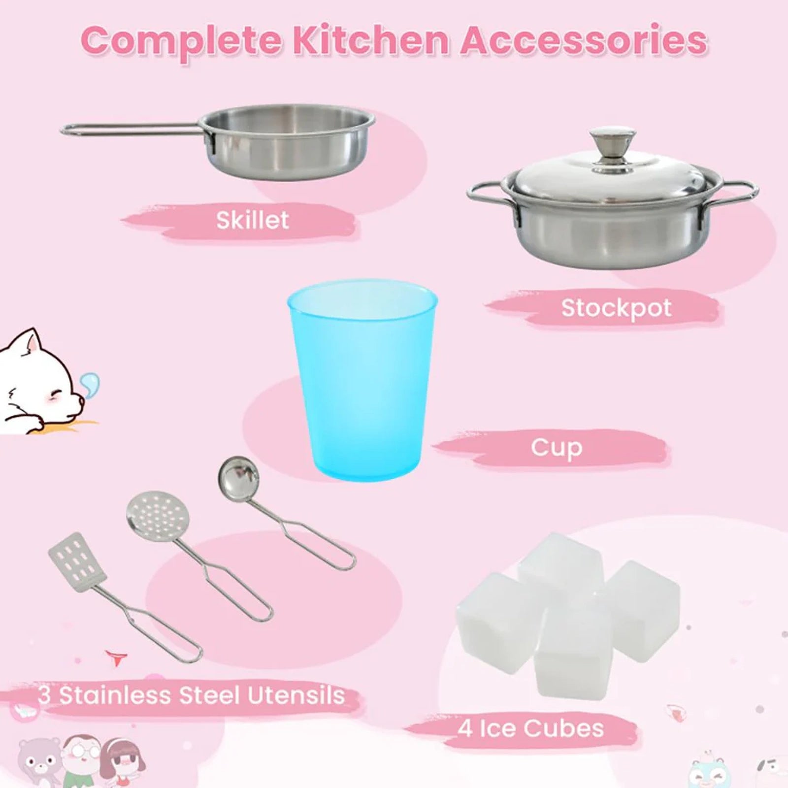 Doba Toddler Pretend Play Kitchen for Boys and Girls 3-6 Years Old