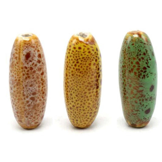 Doba 40Pcs Assorted Color Ceramic Fancy Glaze Loose Beads Ellipse Shape Beads for DIY Jewelry Making