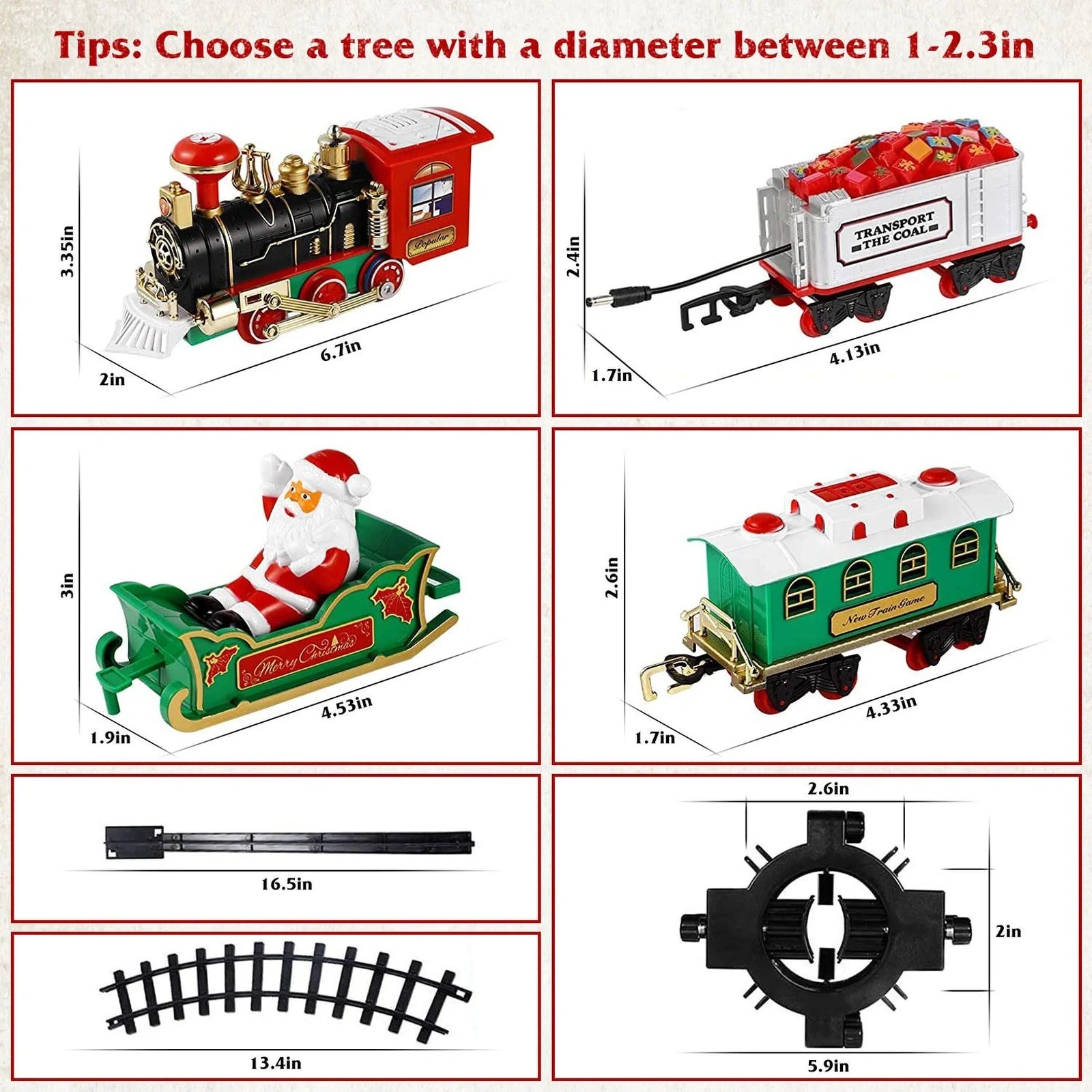 Doba Electric Train Set Kid Toy Xmas Steam Train Kit Tree Surround Track Battery Operated